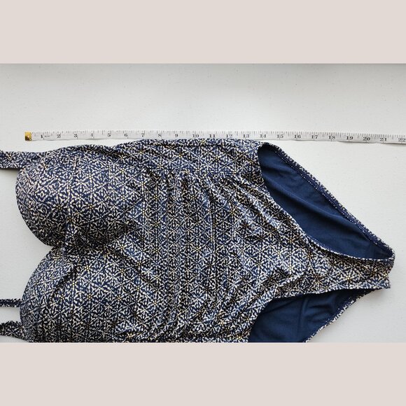 NipTuck Joanne Foil Twist Front Tummy Control One Piece Swimsuit Navy Blue - Picture 13 of 13